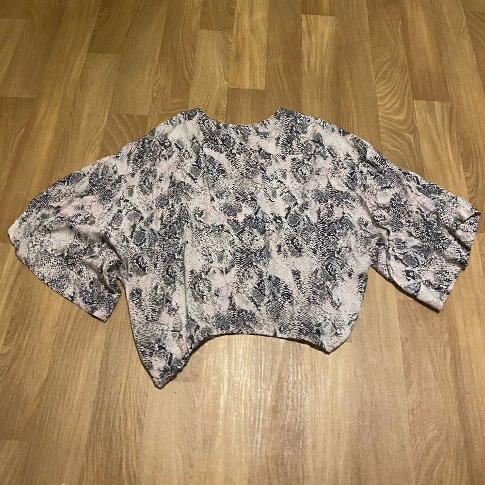 On the Road Snake Print Open Front Blouse | S - Picture 4 of 5
